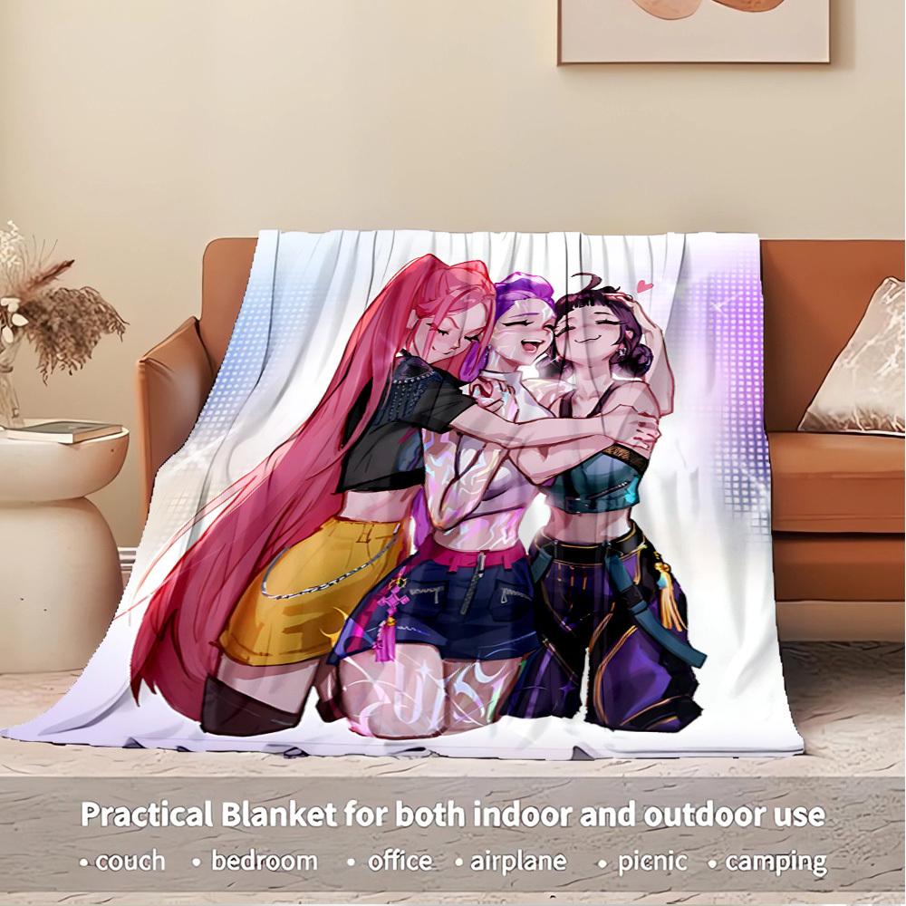 K-POP Anime Girl Group Vier Jahreszeiten Weiche Warme Decke Ganzjahres Dick Gestrickt Polyester Tagesdecke für Bett, Camping, Reisen Perfektes Geschenk