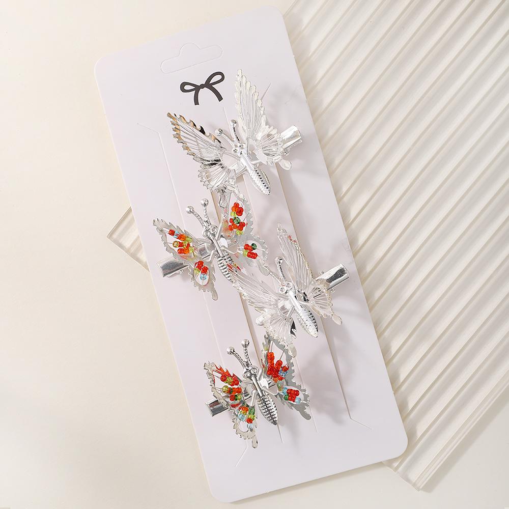 2/4pcs Women Girl Elegant Butterfly Hairpin Metal Accessories Trembling Butterfly Side Clip Moving Butterfly Hairpin Headdress
