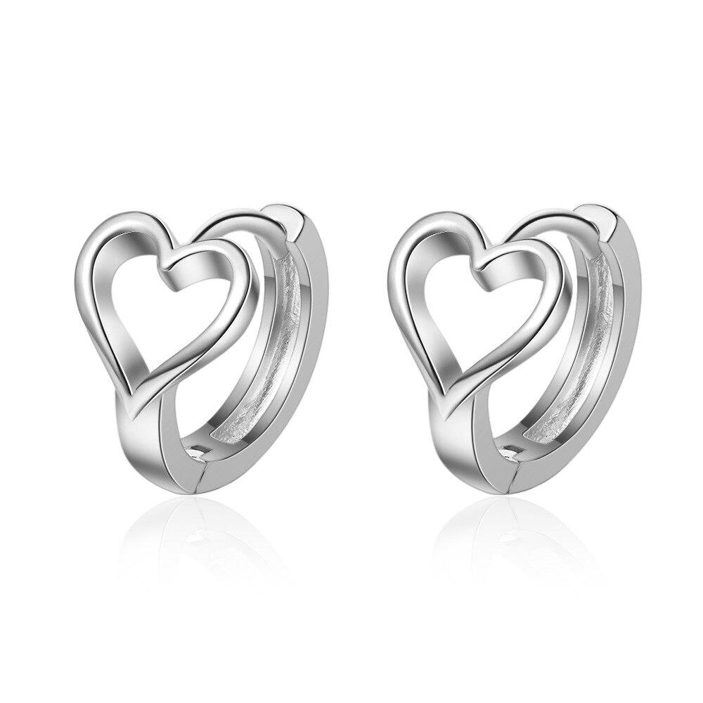 925 Sterling Silver Hollow Heart Charm Stud Earring for Women Girl Wedding Party Jewelry Pendientes Eh143