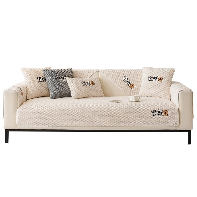 Neues Goldenes Schildkröten-Samt-Sofa-Kissen Vier-Jahreszeiten Universell Rutschfestes Sofa-Sitzkissen Cremefarbener Wind Leder-Sofa-Bezug