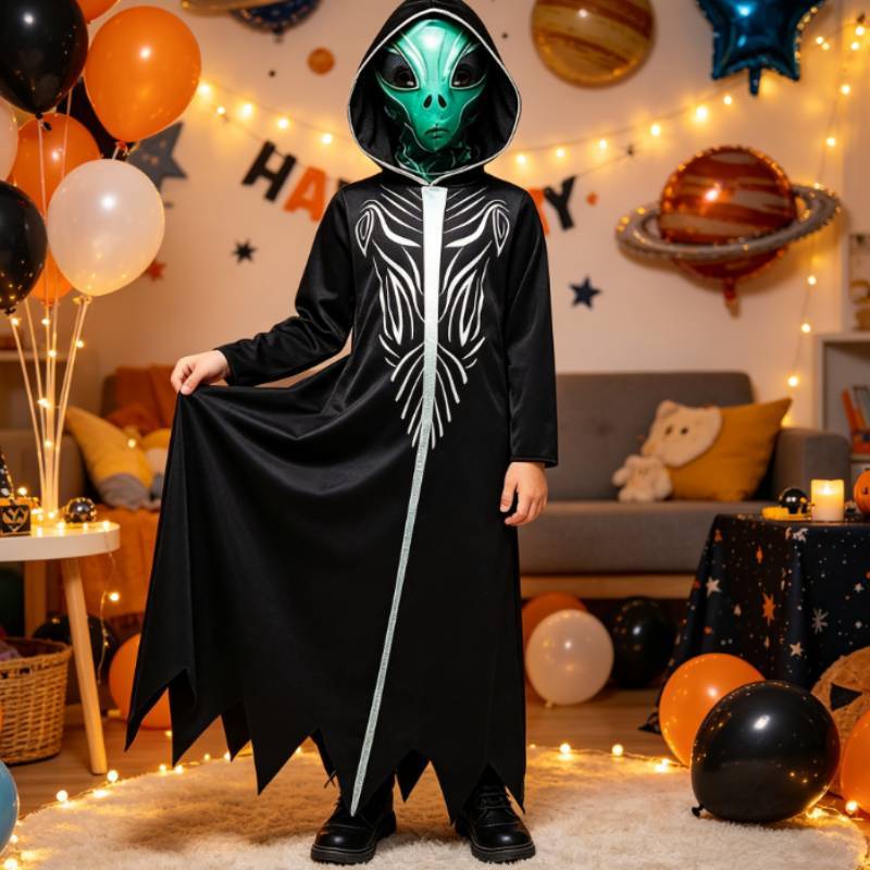 Costume da Ombra Aliena per Bambini con Design Stampato per Halloween e Spettacoli Teatrali