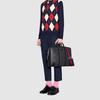 Gucci Vintage Logo Stripe Webbing Canvas And Leather Briefcase Men Bags Black 474135-K5RLN-1095