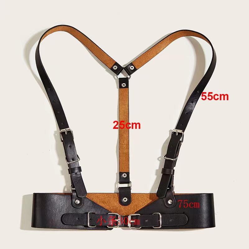 Women's Punk Corset Belt with Skirt Straps - Black