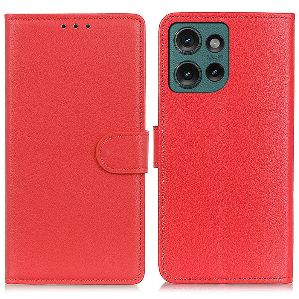 For Motorola Edge 50 5G Wallet Case PU Leather Phone Cover Litchi Texture