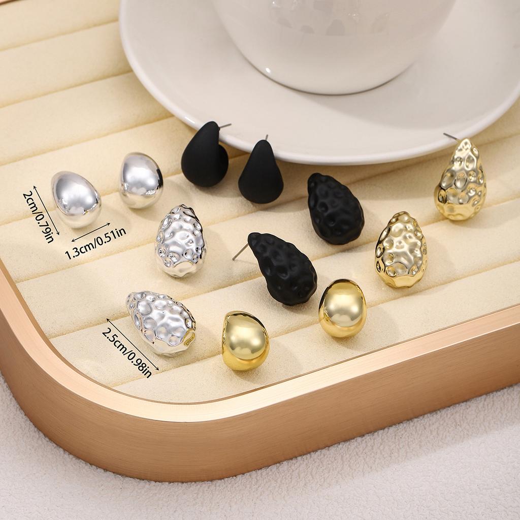 Hot-selling ins in Europe and America, three-color CCB water drop earrings set, simple and fashionable high-end stud earrings, earrings and accessorie