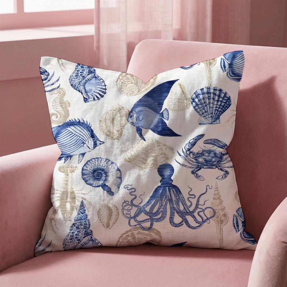 Marine animals Cushion Cover Multi-Scene Pillow Cover for Home & Car - Reversible, Soft & Durable for Daily Use