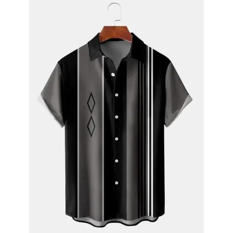 Hawaiianische Herren-Streifenshirts Für Bluse Herren Camisa Social Kurzarm Lässiges Oberteil Übergröße Fitnessstudio Kleidung Mode Herren Vintage