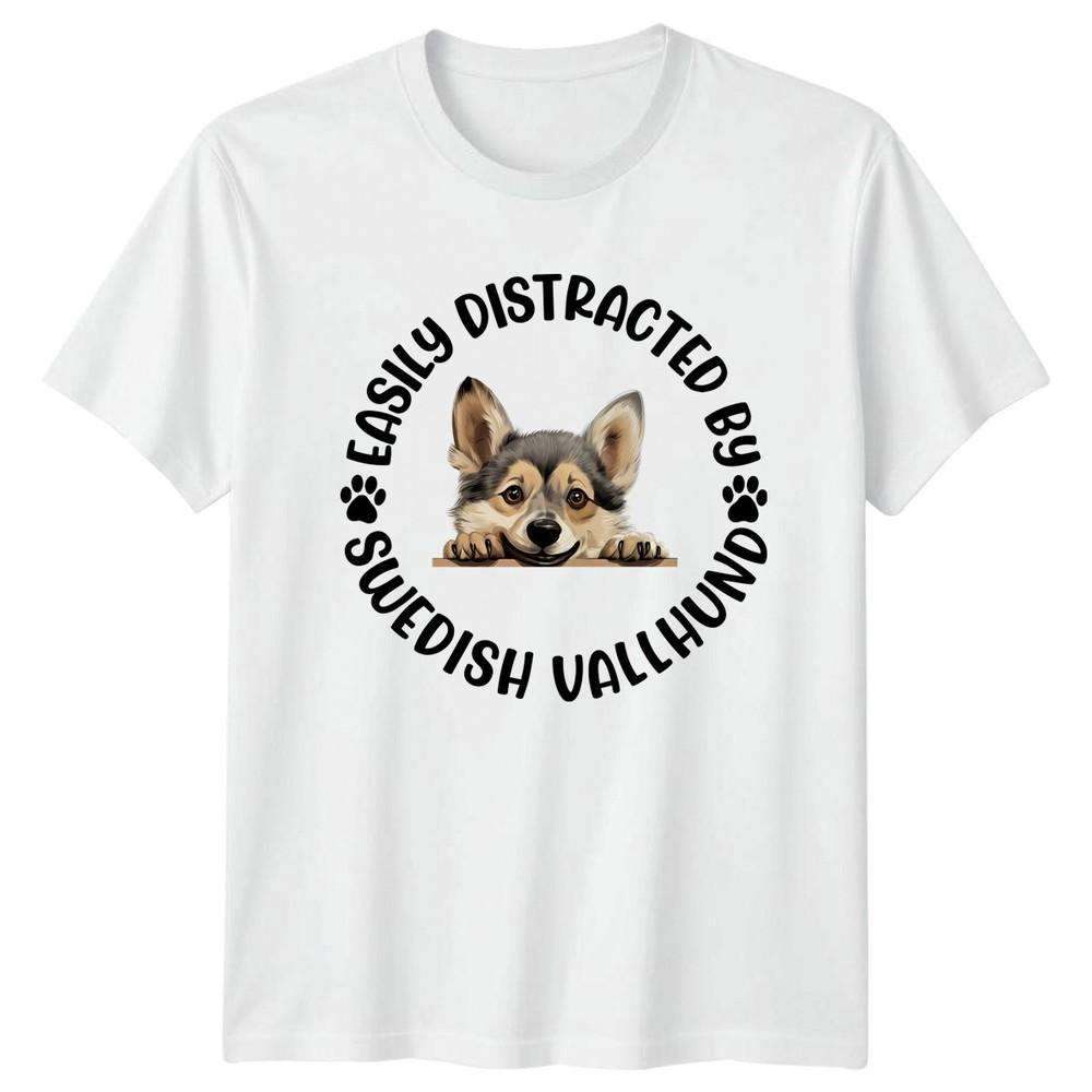 Easily Distracted By Swedish Vallhund Unisexs TShirt Unisexs Tee Graphic Top S