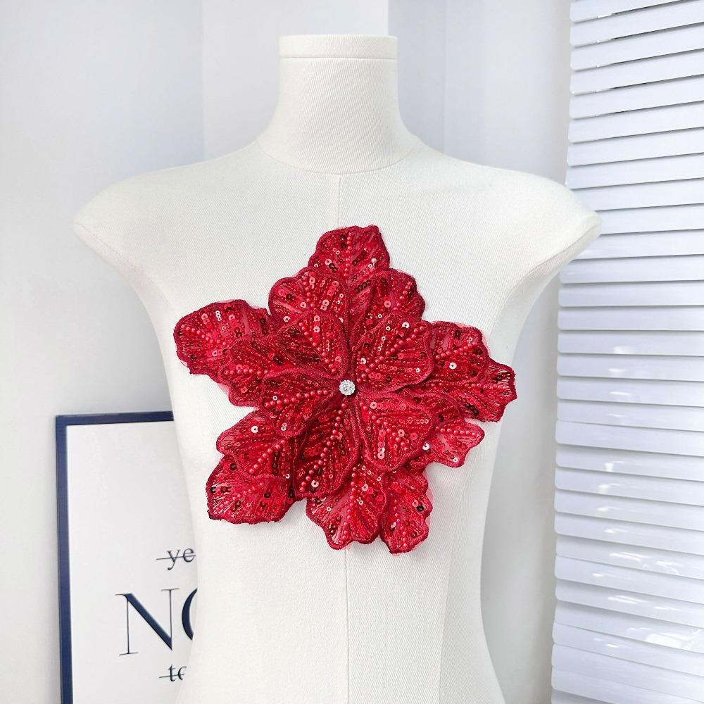 Sequin Clothing Patches Clothing Brooch Clothing Applique Flower Multi-layer Appliques  Women
