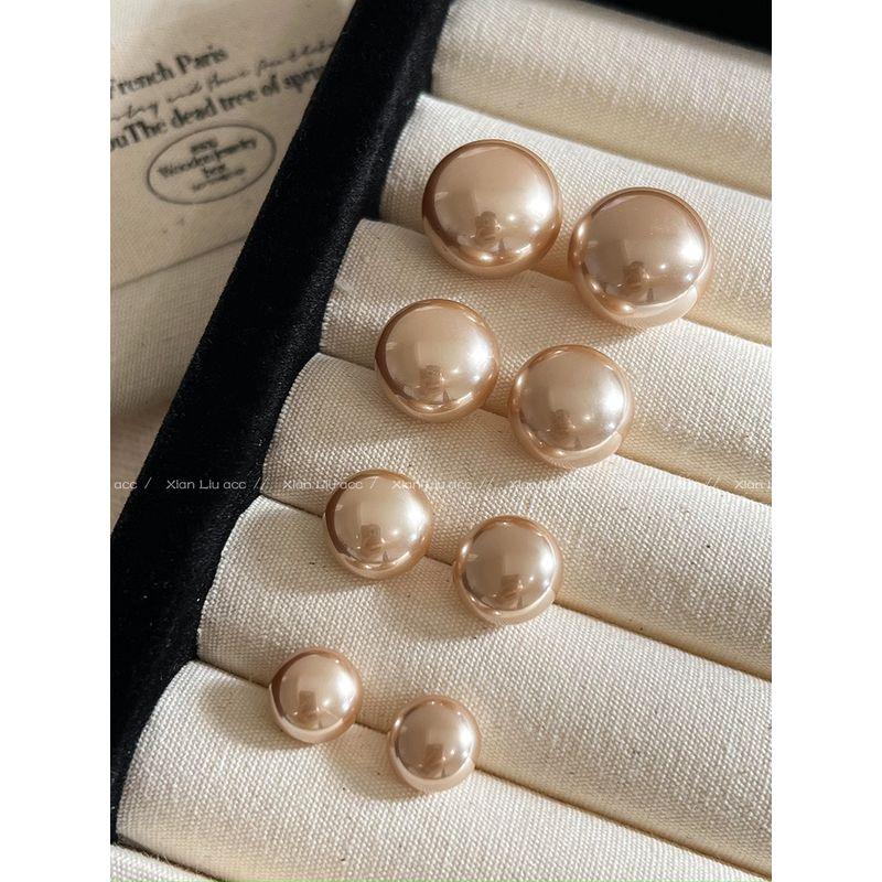 

Accessible Luxury Shijia Pink Light Flat round Steamed Bread Female Pearl Ear Studs 10mm Shijia Champagne Pearl-Silver Needle
