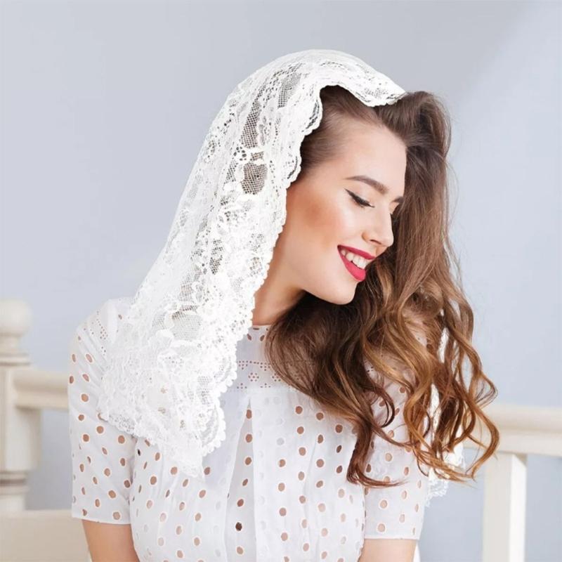 Bridal Veil Bride Elaborate Flower Lace Mantilla Short Bachelorette Party Bride Veil Party Head Scarf Head Covering