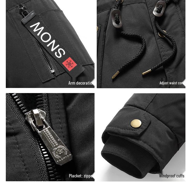 Herren Winter Slim Fit Kapuzenjacke - Mittellang, Dick und Modisch