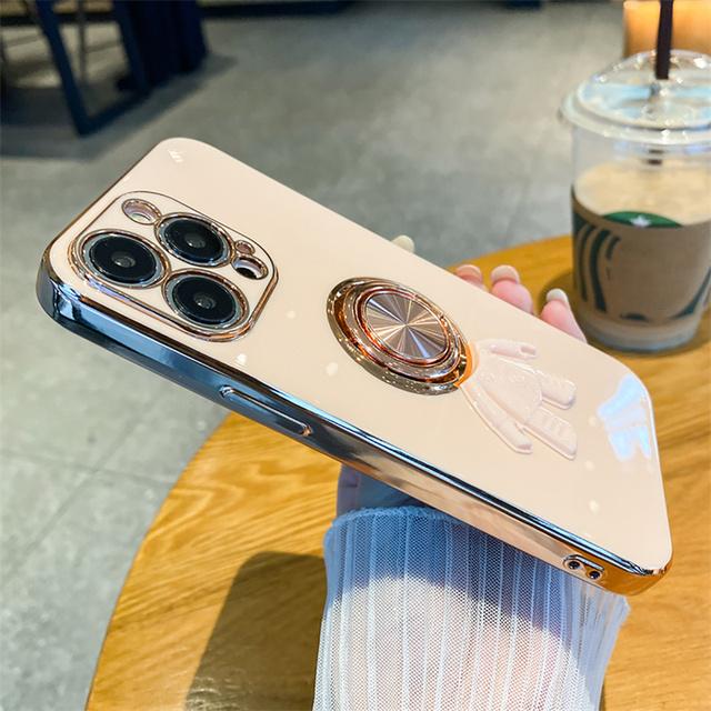

Модный милый 3d чехол с астронавтом для Iphone 14 13 12 11 Pro Max 8 7 Plus X Xr Xs Max с кольцом-держателем и подставкой, мягкий чехол-бампер For iPhone 13Pro