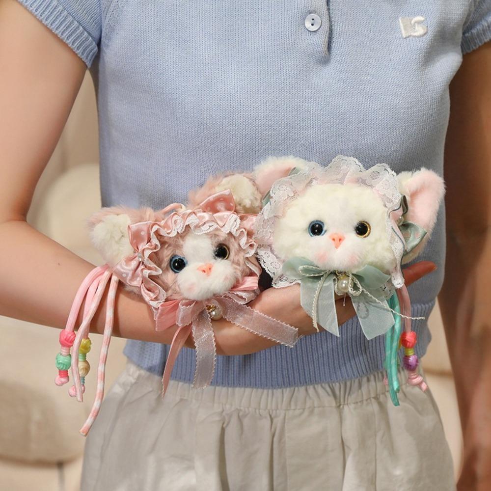 Vintage Cat Keychain Soft Plush Bag Charm Fashion Plush Doll  Girl Gift