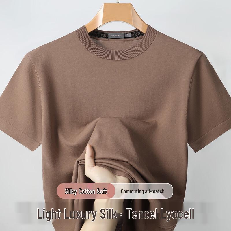 SHANSHAN Men s Summer Knit Round Neck T-Shirt M