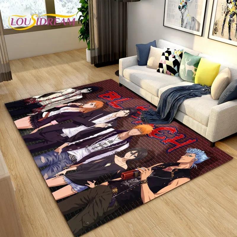 Bleach Japan Anime Cartoon Area Tapete Grande, Tapete de Carpete para Sala de Estar Quarto Sofá Capacho Decoração, Tapete de Piso Antiderrapante para Brincar de Criança