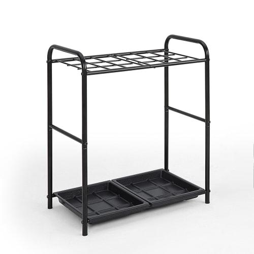 Sunny Point Slim Umbrella Stand with Removable Water Tray, Steel Construction, Stylish, Commercial-Grade, Large Capacity, Stable, Black (Holds 18 Umbr