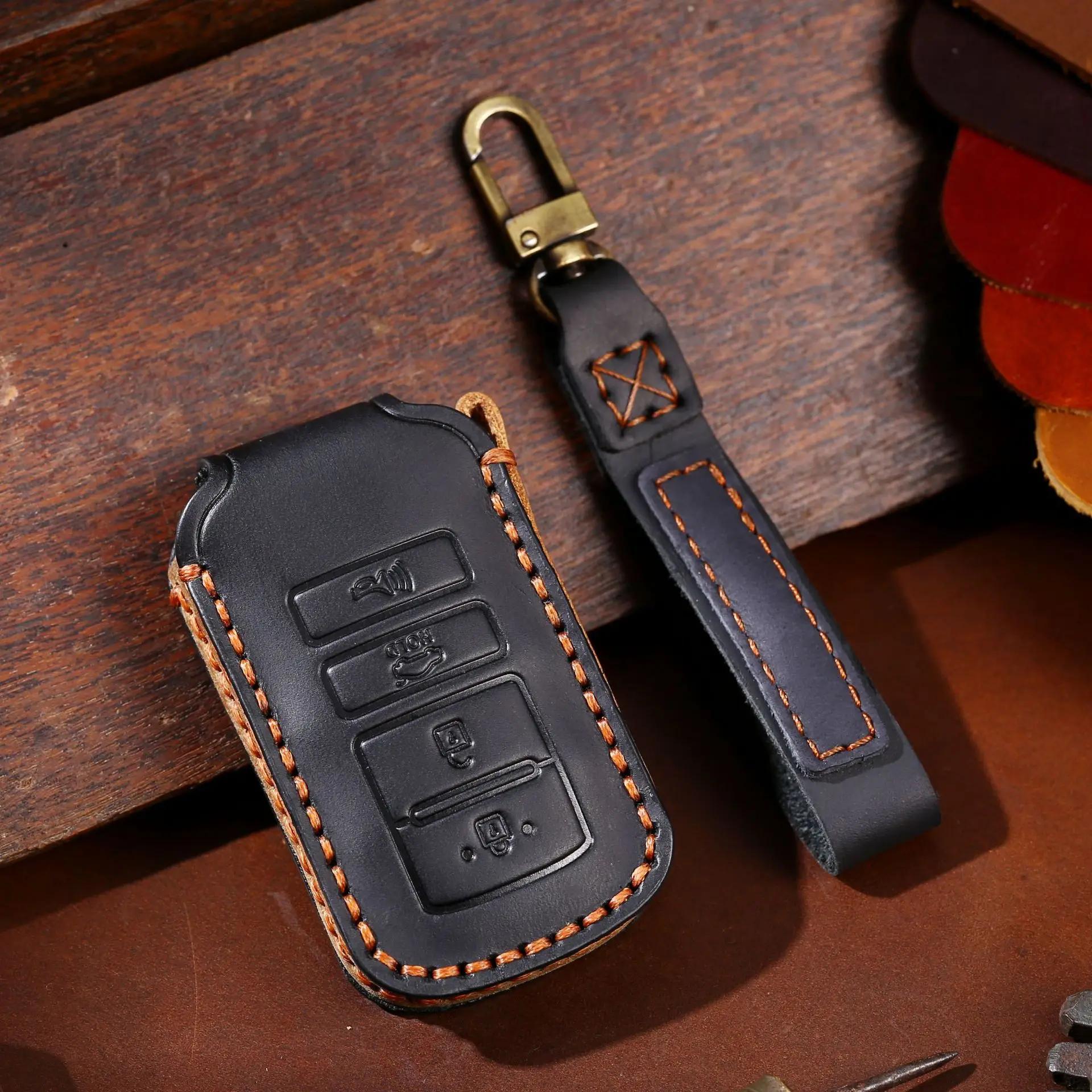 

4 Button Leather Car Key Fob Case Cover Shell For Kia Cadenza K9 K7 K-04 Sorento K900 New K7 2013 2014 Accessories