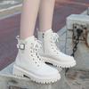 Retro temperament fashionable platform lace-up short boots 2025 autumn and winter new fashionable versatile side zipper Martin boots women