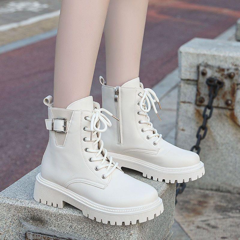 Retro temperament fashionable platform lace-up short boots 2025 autumn and winter new fashionable versatile side zipper Martin boots women