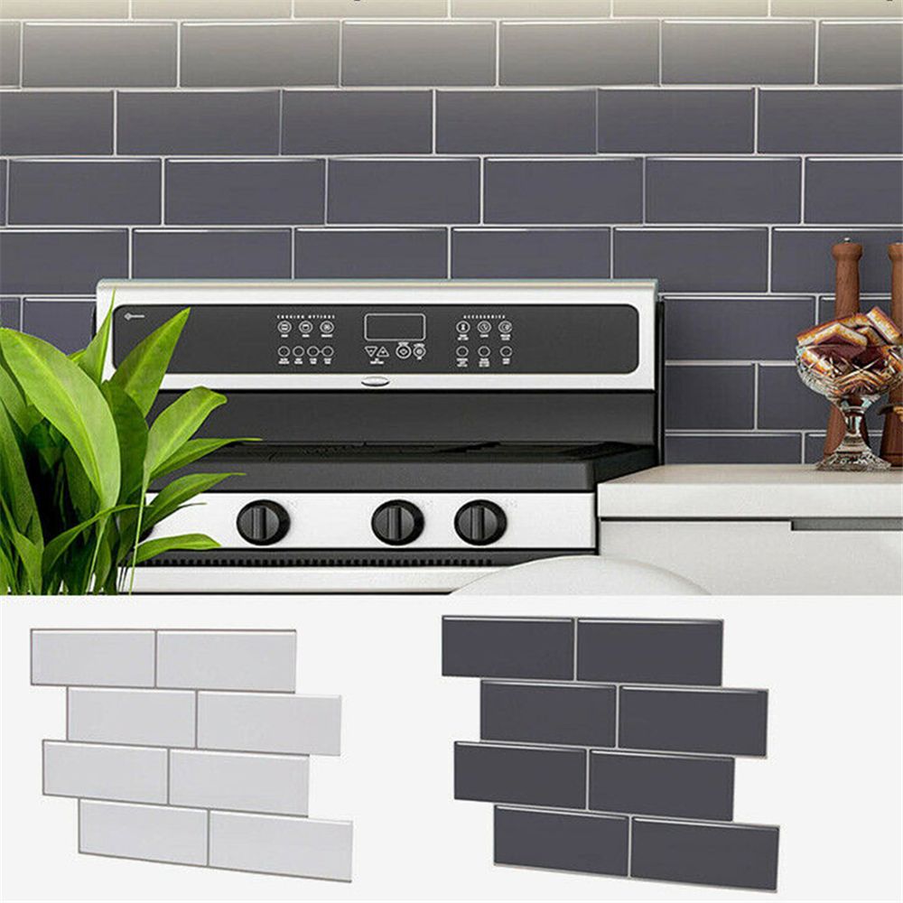 Durable DIY Wall Sticker Waterproof Removable Wallpaper 3D Subway Tile Wall Art Kitchen