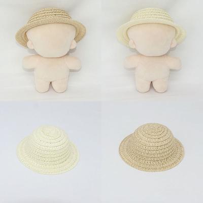 Handmade Dollhouse Miniature Hat Mini Hand Weaved Hats New Tassel Straw Hat 10cm Cotton Dolls