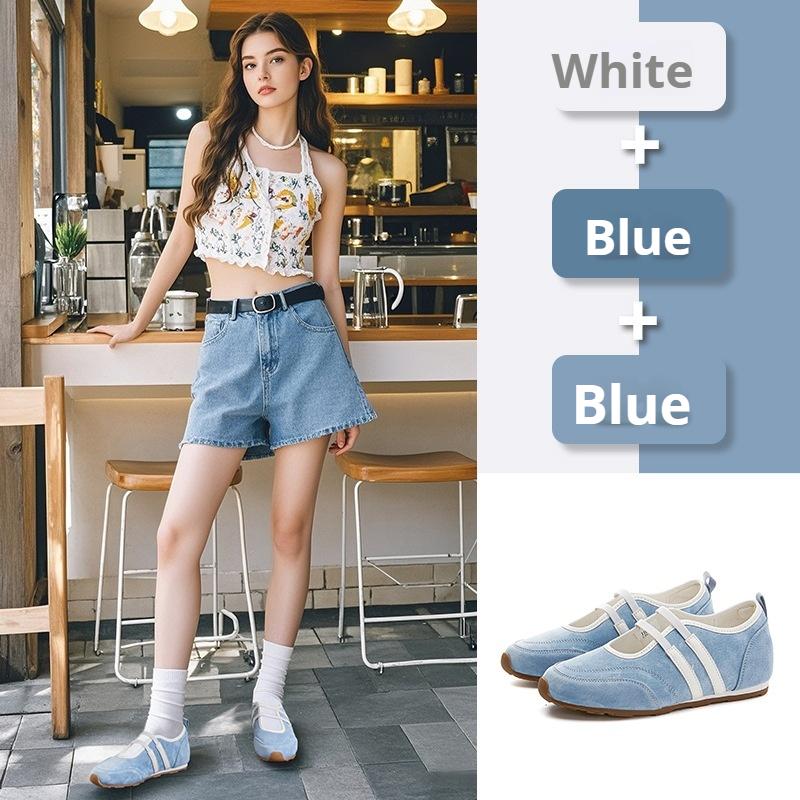 Genuine Leather Mary Jane Shoes with Inner Height Increase Flat Sole German Training Shoes Shallow Mouth Versatile Women's Shoes