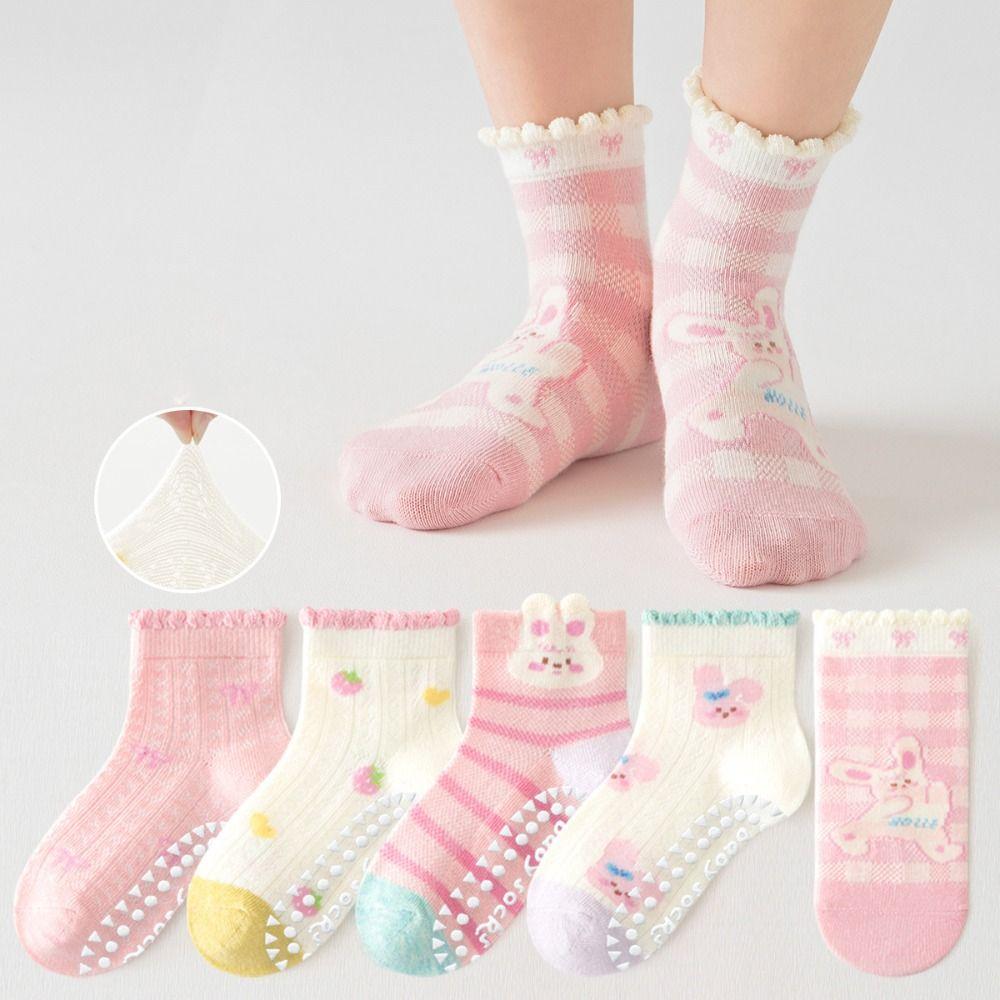 5Pairs Breathable Toddle Short Tube Socks Ruffle Newborn Socks Kawaii Baby Cotton Socks  Kids