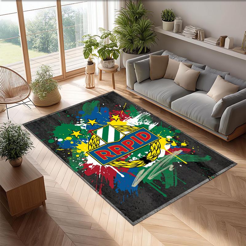 Rapid Wien FC Soccer Football Pattern Soft Area Rug Non Slip Indoor Floor Carpet Sports Decor Mat for Bedroom