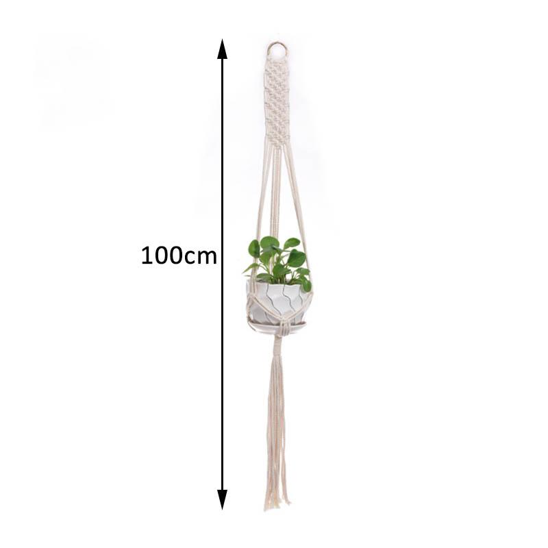 1Pcs Multi-purpose Cotton Rope Plant Hanger Garden Supplies Hand Woven Beige Wall Decoration Flower Tray Basket European Style Plant Hanging Basket