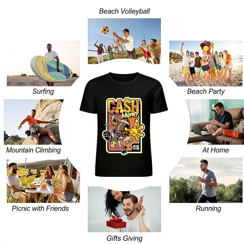 Cool Cash Money Rugby Graphic Streetwear Casual Top Pure cotton T-shirt
