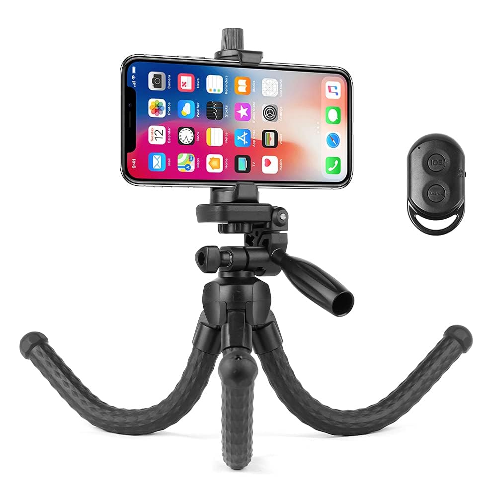 

Hemmotop Flexible Smartphone Flexible Tripod with Pan Rubber Durable and 1kg Weight Compact Smartphone Mini Smartphone Remote Control Compatible with чёрный