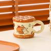 Waffle Cup Creative High Looking Cute Puppy Birthday Gift Souvenir Mug with Lid Ceramic Water Cup