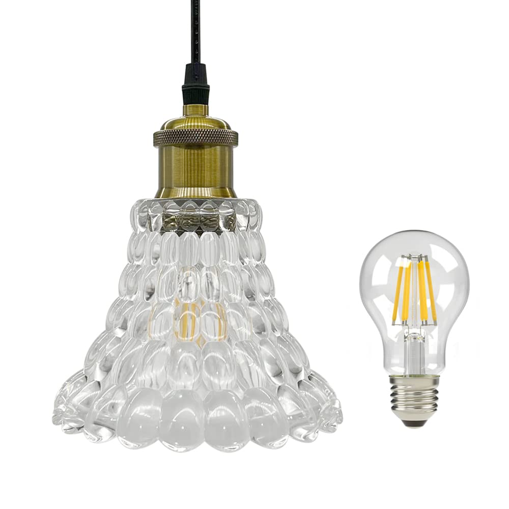 

Glass pendant light with LED floral Nordic retro E26 for ceiling hook stylish interior ceiling ambient dining room lighting ceiling hook LED bulb warm