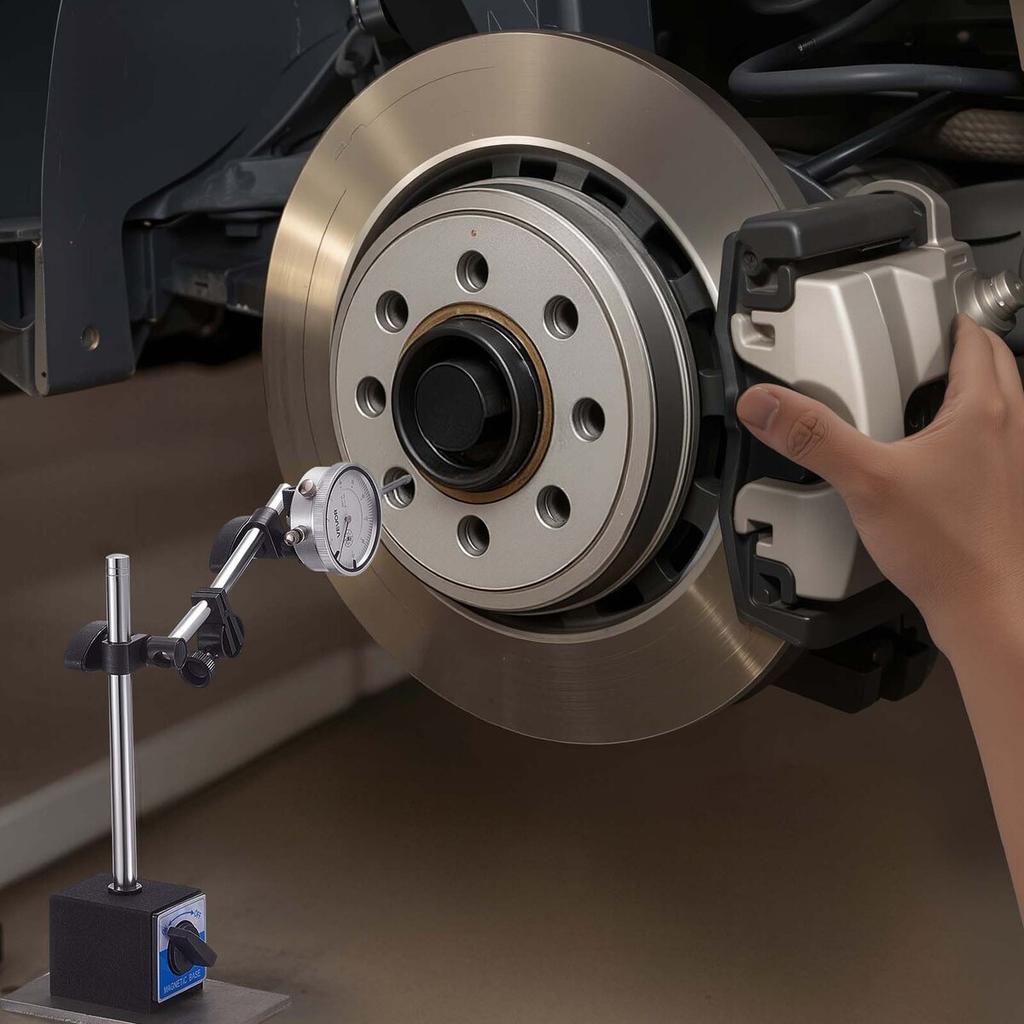 Dial Test Indicator with Dual Rod Stand and Storage Case, 0.03 Mm Accuracy, 0-25.4mm Range, Fine Adjustable Long Arm, Non-Magnetic Centering Rods for