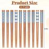 10 Pairs Wooden Chopsticks, Japanese Style Bamboo Chopsticks, Natural Reble Dishwasher Safe, Non Slip, 8.8 Inch/22.5cm