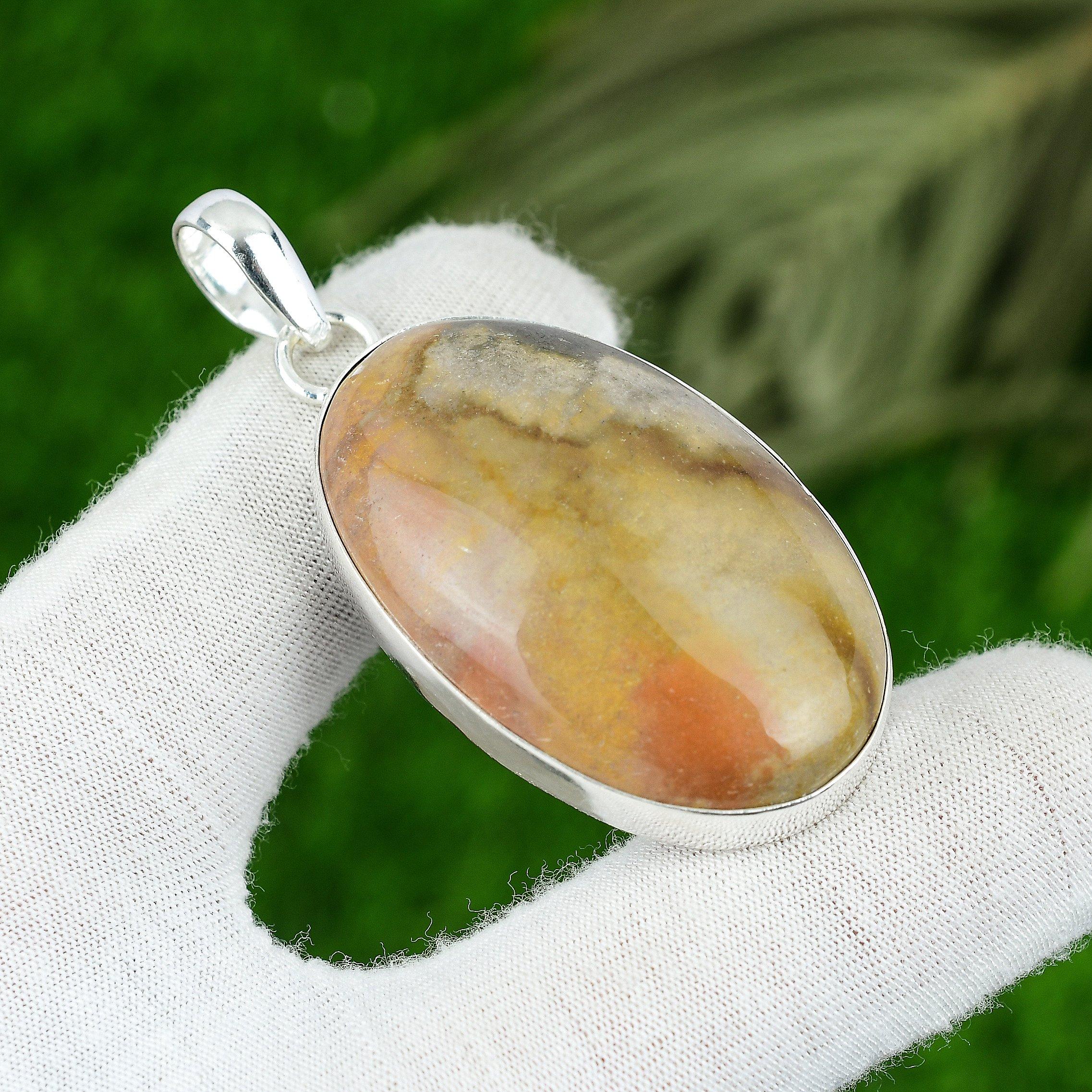 

Mothers day Sale Oval Polychrome Jasper Stone Pendant Jewelry Sterling Silver