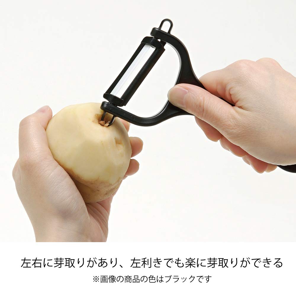 Kyocera Fine Ceramic Angled and Sharpness CP-NA08OWH Peeler, Off-White, Blade, Rust-Resistant, Sterilizing, Bleach-Safe, Long-Lasting