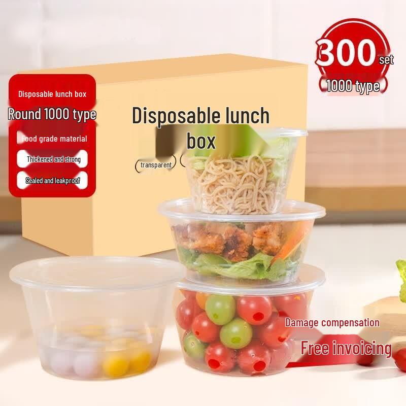 HANDUNYOU Disposable Round Plastic Food Containers