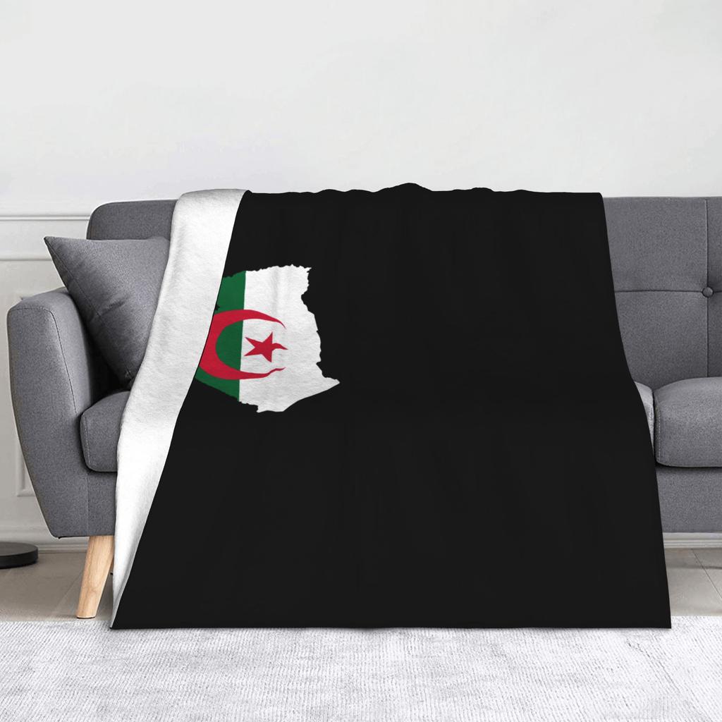 Algeria Map Flag Face Blankets Plush Awesome Warm Throw Blankets for Bed Sofa Autumn/Winter