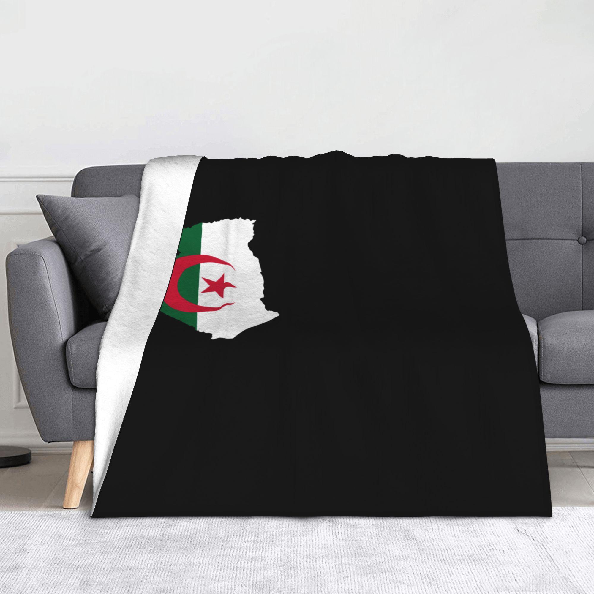 

Algeria Map Flag Face Blankets Plush Awesome Warm Throw Blankets for Bed Sofa Autumn/Winter 200x150cm 80x60in