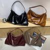 IELGY Ladies Underarm Bag Fashion Oil Wax Leather Trendy Casual All-Match Large-Capacity Cross @-