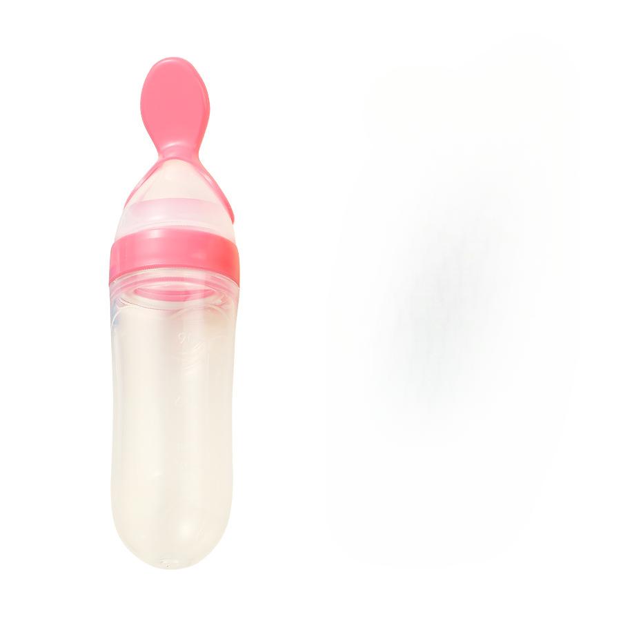 1Pc Safe Useful Silicone Baby Bottle With Spoon Food Supplement Rice Cereal Bottles Squeeze Spoon Milk Feeding Bottle Cup