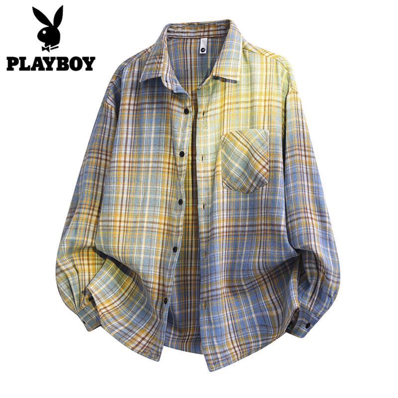 Playboy Men s Plaid Long Sleeve Shirt XL