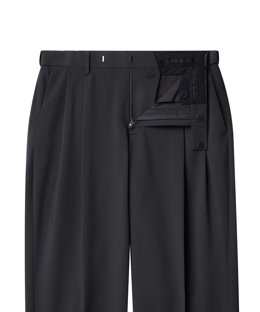 MUSINSA STANDARD [Cooltandard] Real Wide Hidden Banding Slacks [Gunmetal]