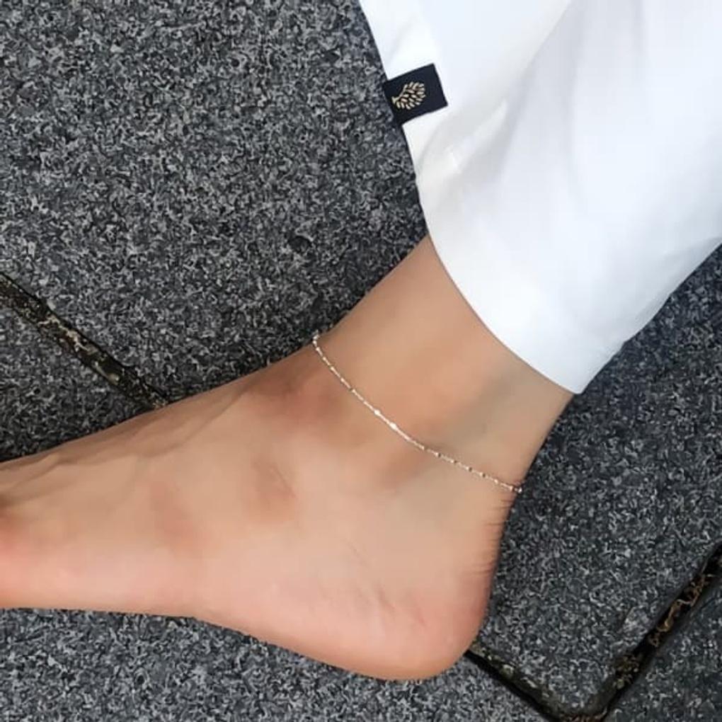 Women's Daily 925 Silver Square Chain Anklet Bracelet