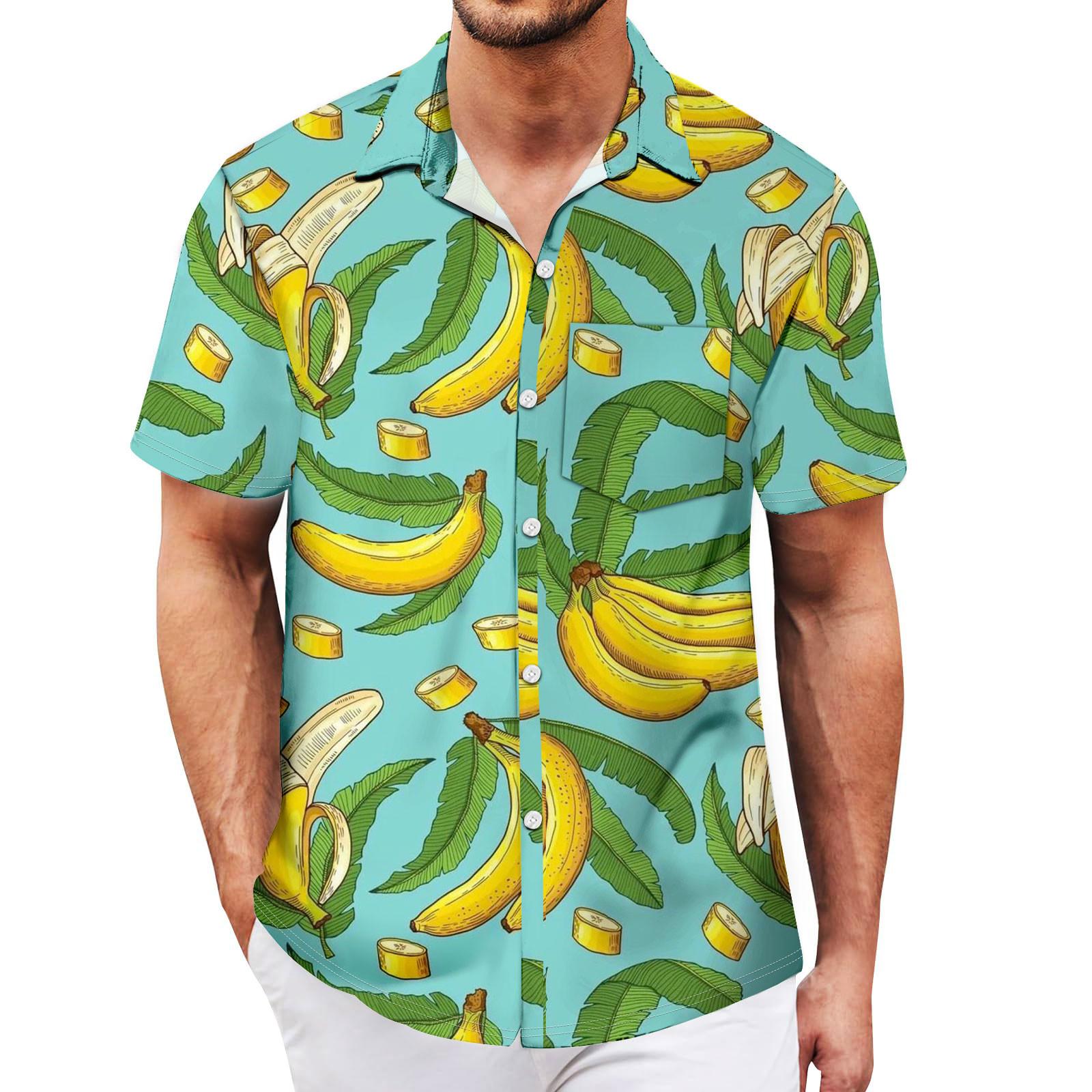 

Мужские винтажные рубашки для боулинга на пуговицах с коротким рукавом, летняя пляжная рубашка M