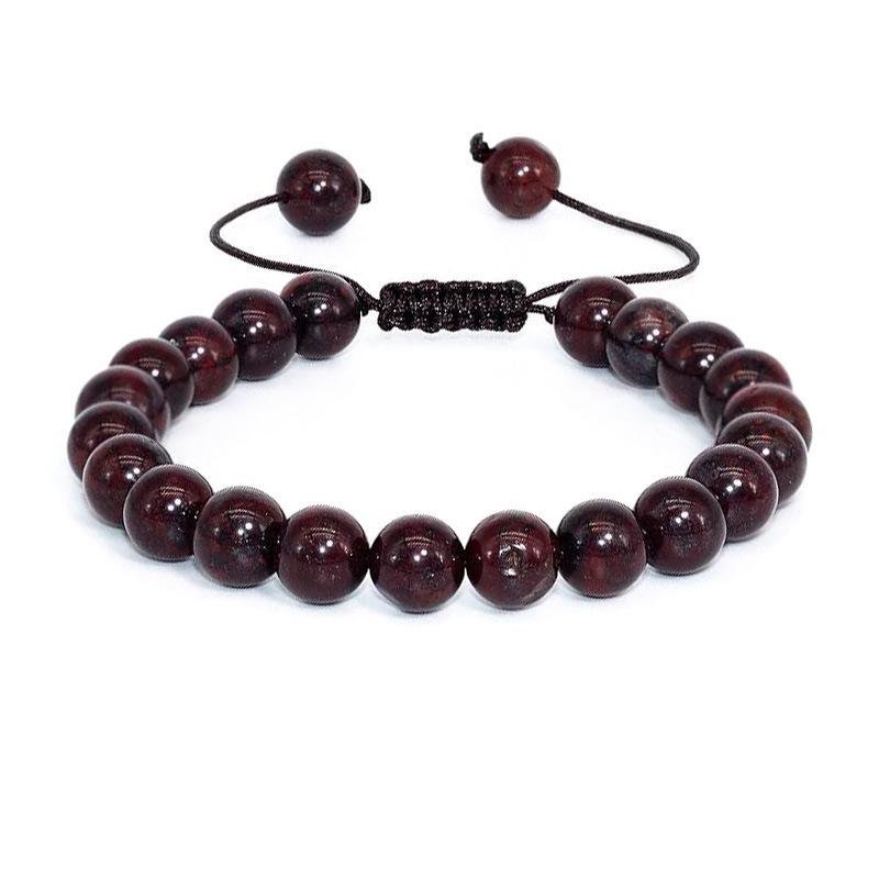 Unisex Verstellbares Armband aus natürlichem Achat & Bergkristall mit 8mm Perlen