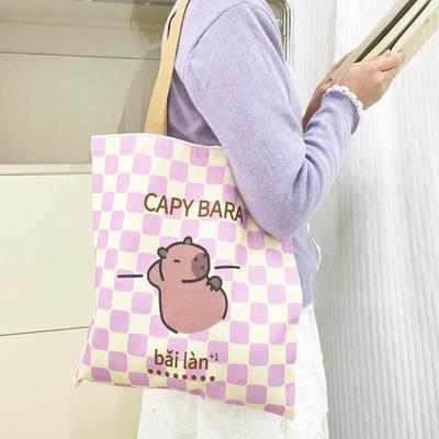 Neue Capybara Canvas Umhängetasche: Stilvolle Handtasche mit großem Fassungsvermögen für Studentinnen und Frauen