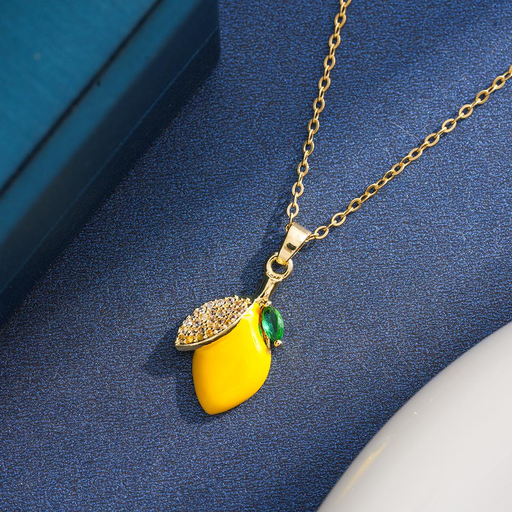 Fresh Pastoral Summer Fruit Heart Necklace for Women, Versatile Titanium Steel Clavicle Chain